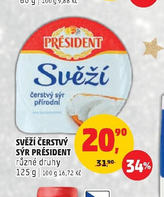 Svěží čerstvý sýr Président