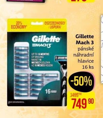 Gillette Mach 3 pánské náhradní hlavice 16 ks