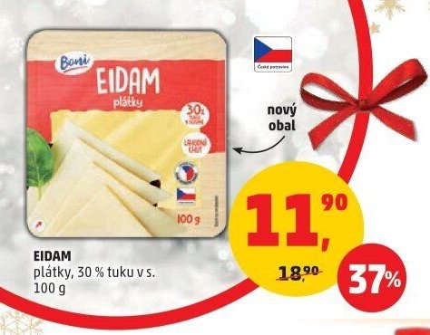 EIDAM plátky, 30 % tuku v s. 100 g