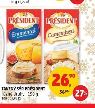 Tavený sýr Président různé druhy 150 g