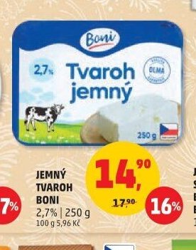 Jemný tvaroh Boni 2,7% 250 g