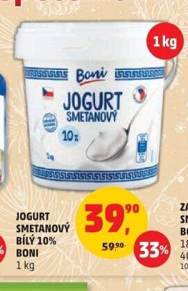 Jogurt smetanový bílý 10% Boni 1 kg