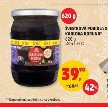 Švestková povidla XXL Karlova Koruna 620 g