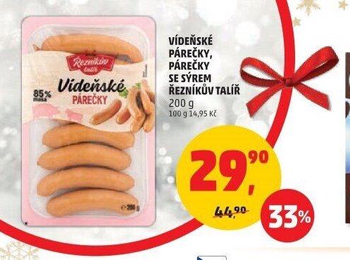 Vídeňské párečky se sýrem Řezníkův talíř