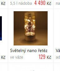 Světelný nano řetěz ve váze