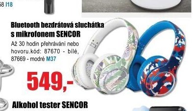 Bluetooth bezdrátová sluchátka s mikrofonem SENCOR