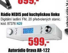 Rádio NEDIS pod kuchyňskou linku