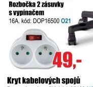 Rozbočka 2 zásuvky s vypínačem