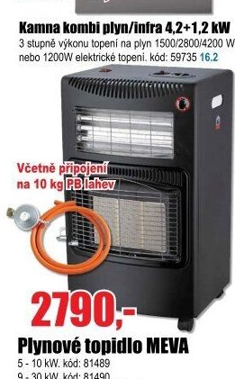 Kamna kombi plyn/infra 4,2+1,2 kW