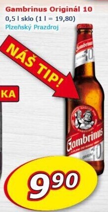 Pivo světlé výčepní Originál 10° Gambrinus