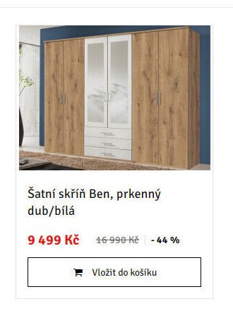 Šatní skříň Ben, prkenný dub/bílá - ASKO akcniletaky.com