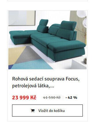 Rohová sedací souprava Focus, petrolejová látka,... - ASKO akcniletaky.com