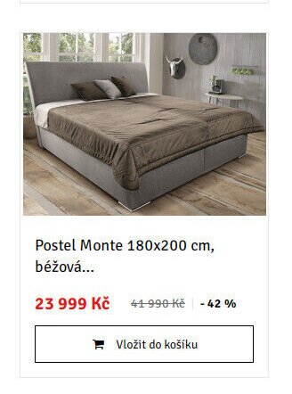 Postel Monte 180x200 cm, béžová... - ASKO akcniletaky.com