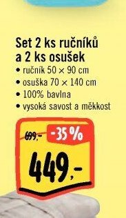 Set 2 ks ručníků a 2 ks osušek