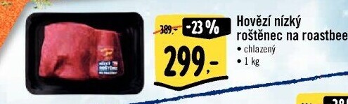 Hovězí steak nízký roštěnec roastbeef