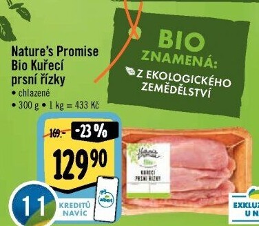 Kuřecí prsní řízky bio Nature'