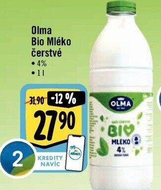 Mléko čerstvé Bio Olma - 4% plnotučné