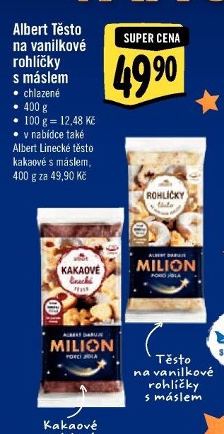 Těsto na vanilkové rohlíčky s máslem Albert