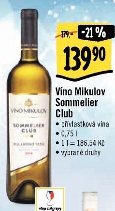 Vína Sommelier Club Víno Mikulov - přívlastková
