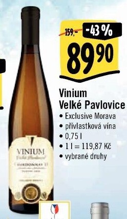 Vína Vinium Velké Pavlovice - přívlastková