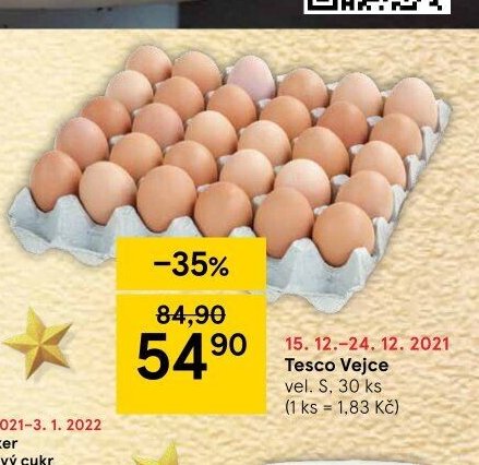 Tesco Vejce vel. S, 30 ks