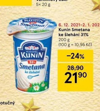 Kunín Smetana ke šlehání 31% 200 g