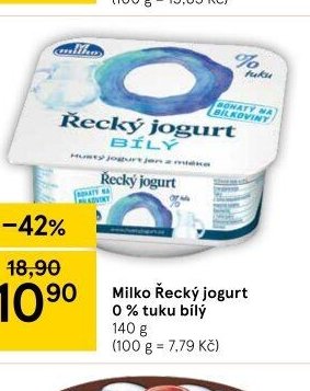 Milko Řecký jogurt 0 % tuku bílý