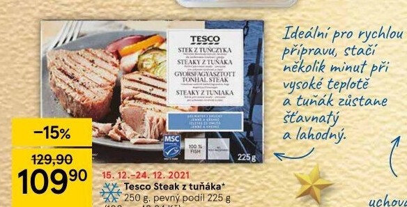 Tuňák steak mražený Tesco