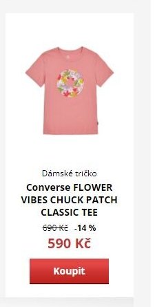 Dámské tričko Converse FLOWER VIBES CHUCK PATCH CLASSIC TEE