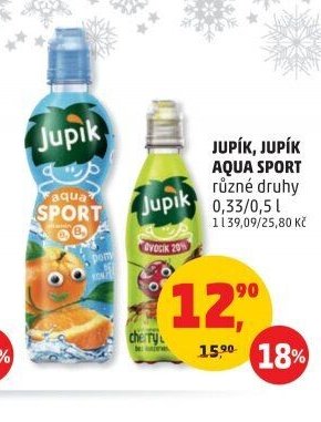 JUPÍK, JUPÍK AQUA SPORT různé druhy 0,33/0,5 l