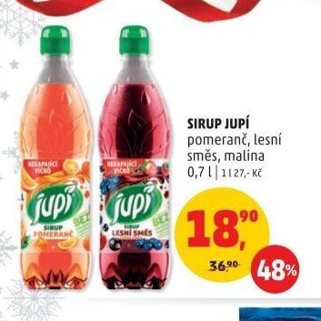 SIRUP JUPÍ pomeranč, lesní směs, malina 0,7 l