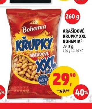 ARAŠÍDOVÉ KŘUPKY XXL BOHEMIA 260 g