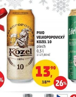 PIVO VELKOPOPOVICKÝ KOZEL 10 plech 0,5 l