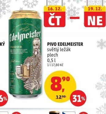 PIVO EDELMEISTER světlé ležák plech 0,5 l