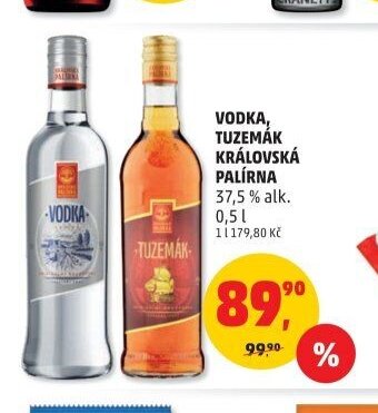 VODKA, TUZEMÁK KRÁLOVSKÁ PALÍRNA 37,5 % alk. 0,5 l