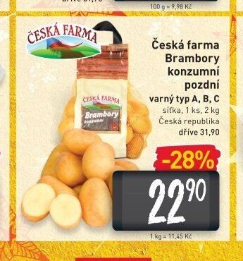 Česká farma Brambory konzumní pozdní