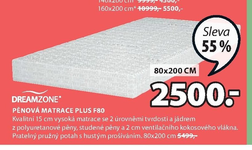 PĚNOVÁ MATRACE PLUS F80 - Jysk akcniletaky.com
