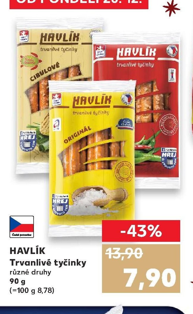 HAVLÍK Trvanlivé tyčinky různé druhy 90 g
