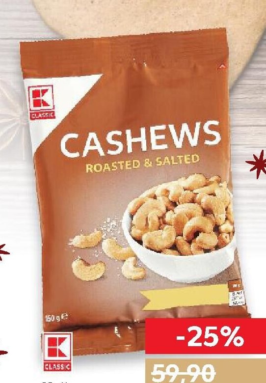CLASSIC Kešu pražené, solené 150 g