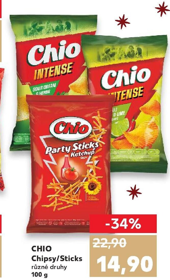 CHIO Chipsy/Sticks různé druhy 100 g
