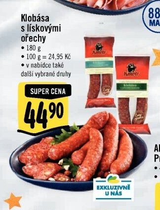 Klobása s lískovými ořechy
