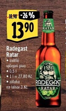 Pivo světlé výčepní 10° Ratar Radegast