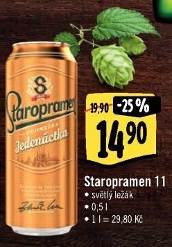 Pivo světlý ležák 11° Staropramen