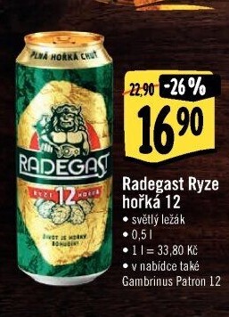Pivo světlý ležák 12° Ryze hořká Radegast - Albert akcniletaky.com