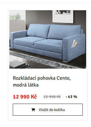 Rozkládací pohovka Cento, modrá látka - ASKO akcniletaky.com