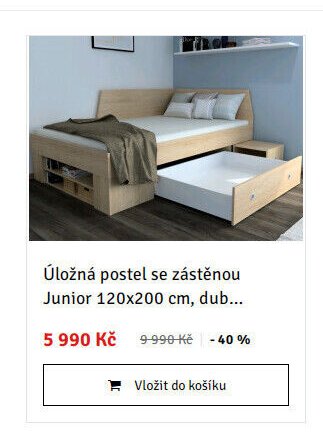 Úložná postel se zástěnou Junior 120x200 cm, dub... - ASKO akcniletaky.com