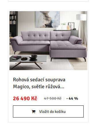Rohová sedací souprava Magico, světle růžová... - ASKO akcniletaky.com