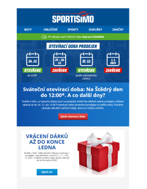 akční leták Sportisimo 22.12.2021-1.1.2022