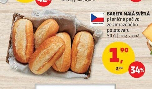 Bageta malá světlá pšeničné pečivo
