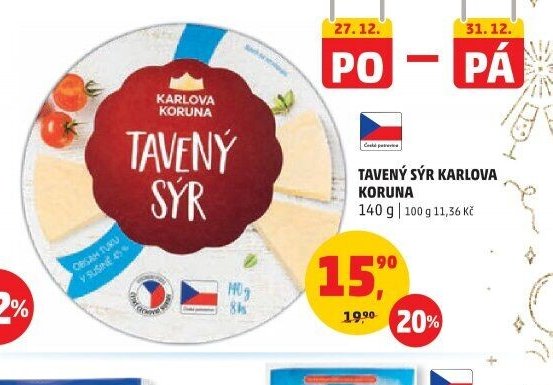 Tavený sýr Karlova Koruna 140 g